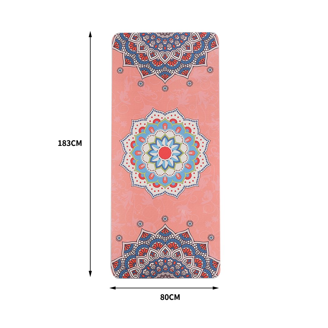 Eco-friendly TPE yoga mat with dual-layer non-slip design, featuring a traditional engraved pattern and a bonus carry bag.