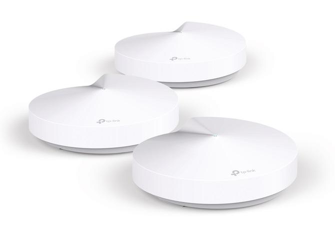 TP-Link Deco M5 Whole Home Mesh Wi-Fi System with three units, designed for seamless internet coverage and security.