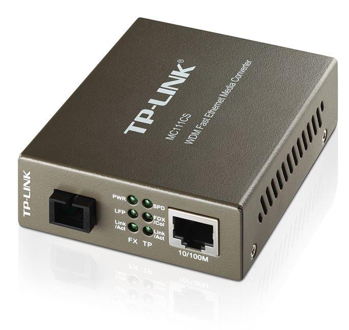 TP-LINK MC111CS Media Converter with SC WDM technology, designed for efficient fiber to copper media conversion.