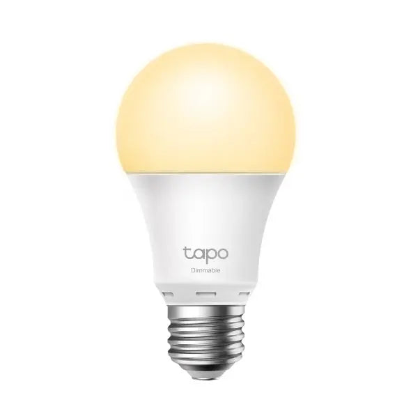 TP-Link Tapo Dimmable Smart Light Bulb L510E with Edison fitting, showcasing its sleek design and dimmable feature.