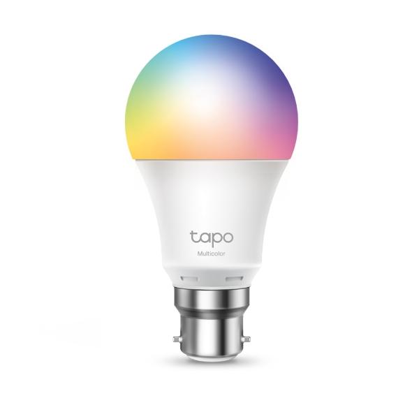 TP-LINK Tapo L530B Smart Wi-Fi Light Bulb in multicolor, showcasing its sleek design and bayonet fitting.