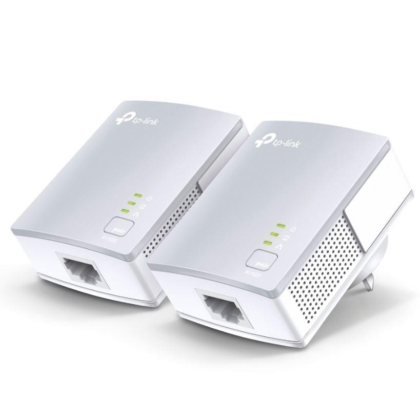 TP-Link TL-PA4010KIT AV600 Powerline Ethernet Adapter Starter Kit with compact design and Ethernet port.