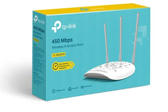 TP-LINK TL-WA901N Wireless N Access Point with three antennas and Ethernet port.