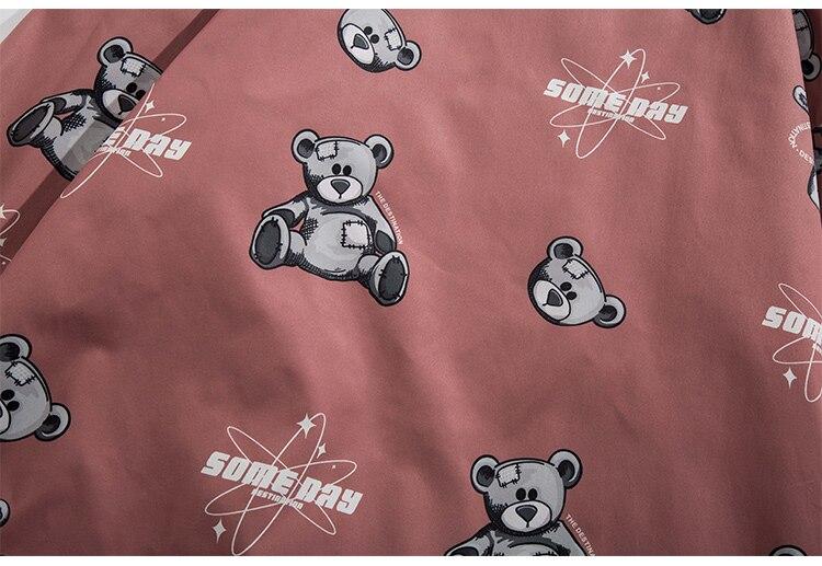 Men's track jacket featuring bear letter print and zipper closure, perfect for autumn streetwear.