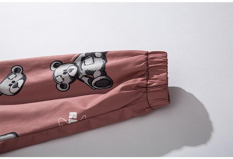 Men's track jacket featuring bear letter print and zipper closure, perfect for autumn streetwear.