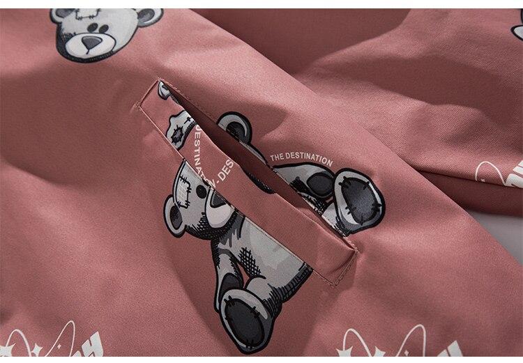 Men's track jacket featuring bear letter print and zipper closure, perfect for autumn streetwear.