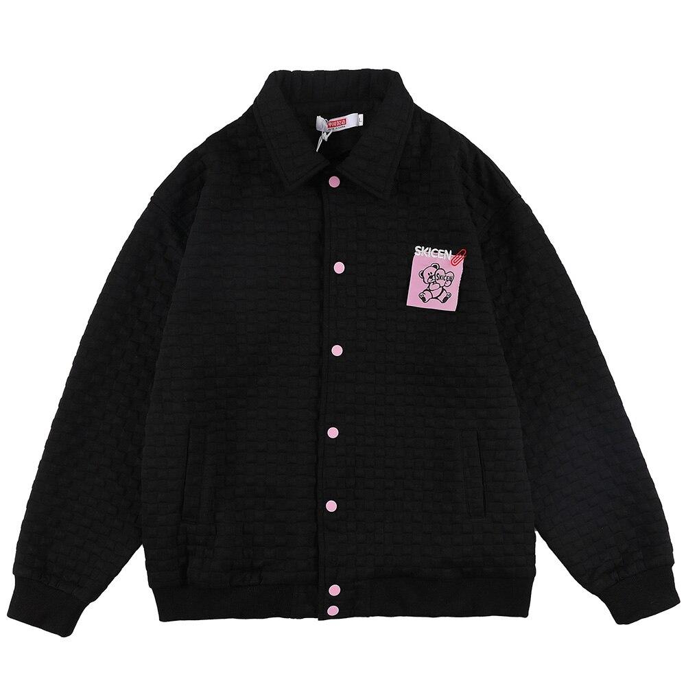 Men's track jacket featuring a heart-shaped sticky note design, casual style, and loose fit, perfect for autumn and winter wear.