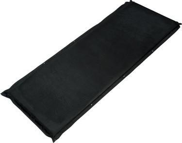 Trailblazer Self-Inflatable Suede Air Mattress in black, showcasing its soft suede surface and compact design, ideal for camping.