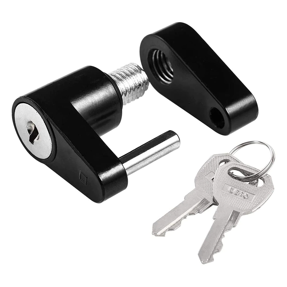 Trailer Hitch Coupler Lock with 1/4 inch diameter and 3/4 inch span, designed for securing trailers, boats, RVs, and trucks, featuring two keys.