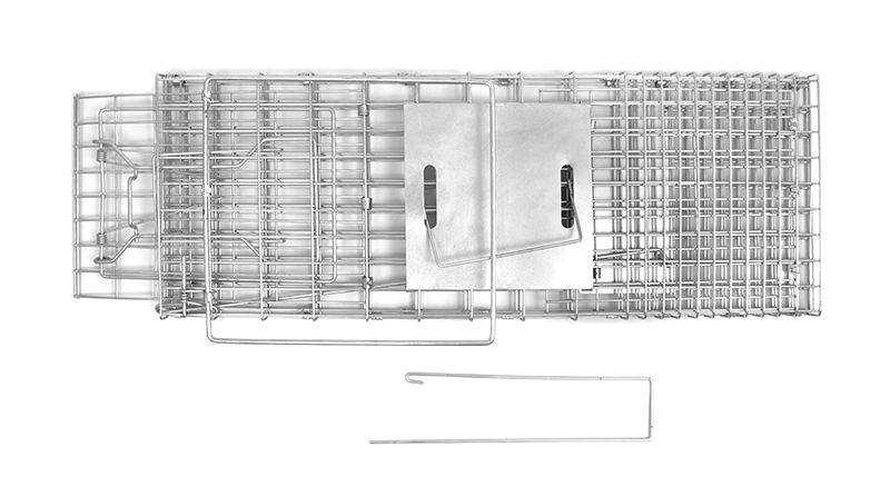 Humane possum cage trap made of galvanised iron wire, designed for safe animal capture and relocation.