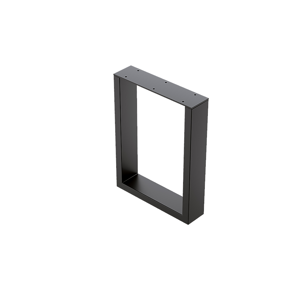 Trapezoid shaped table legs in matte black, showcasing a retro industrial design, perfect for enhancing furniture aesthetics.