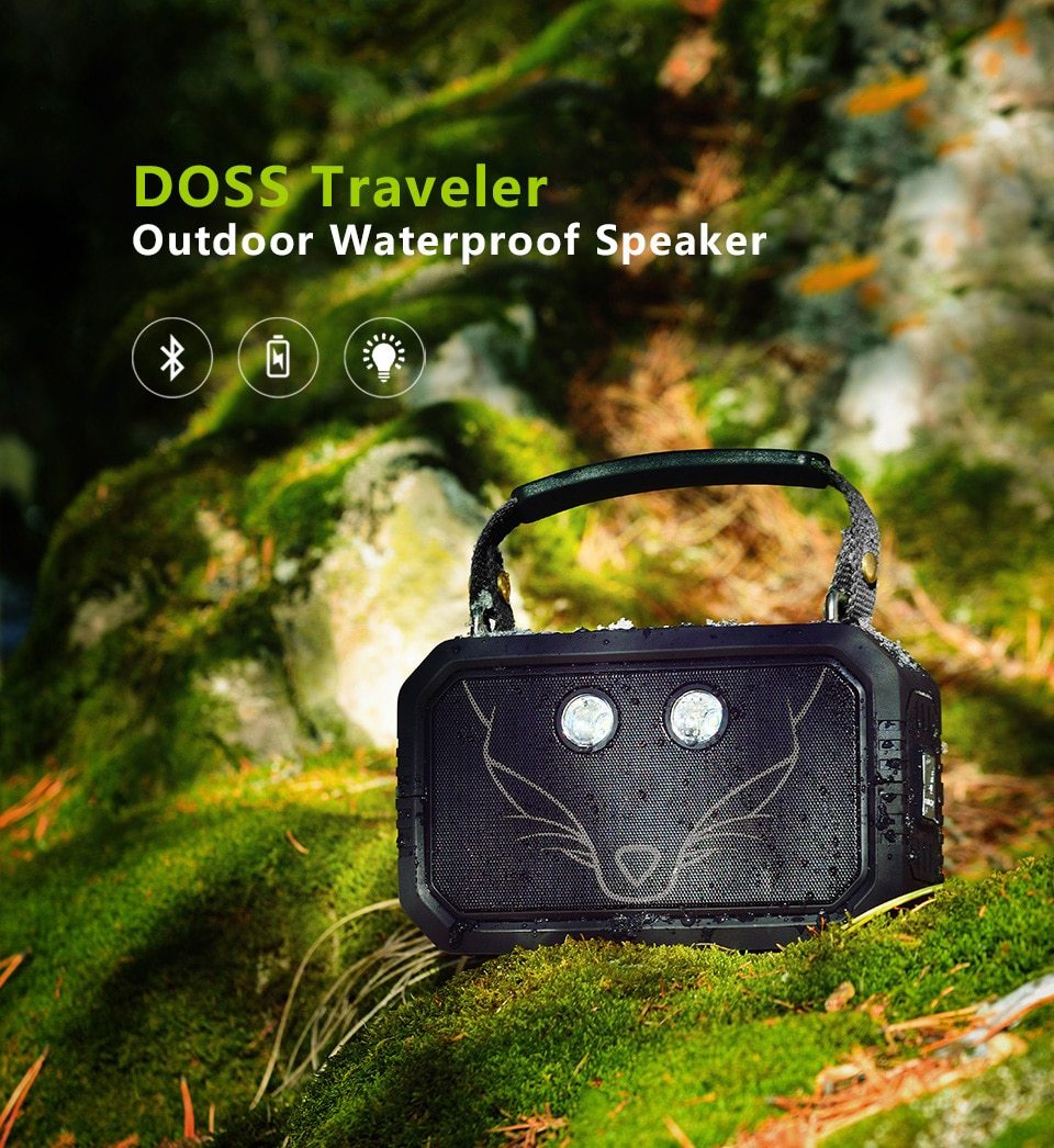 Traveller Outdoor Bluetooth V4.0 Speaker in a rugged outdoor setting, showcasing its waterproof design and portable features.