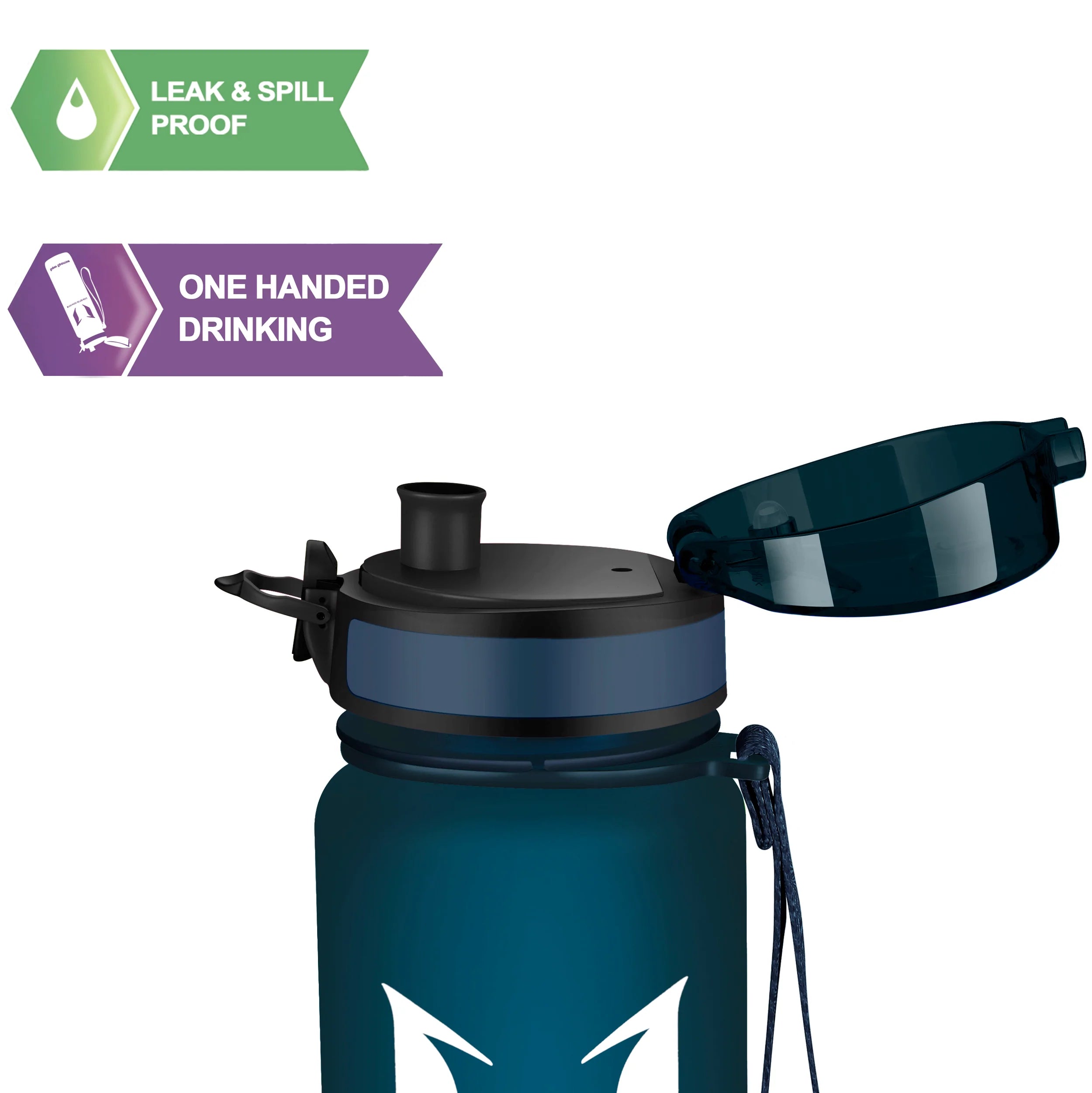 Tritan Sports Water Bottle in matte finish, 32OZ capacity, showcasing ergonomic design and spill-proof top.