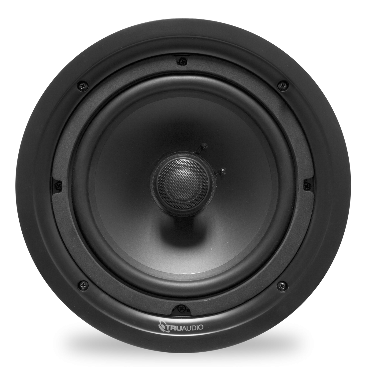 TRUAUDIO Phantom Series 2-way in-ceiling speaker with a sleek frameless design and high-quality components for superior sound.