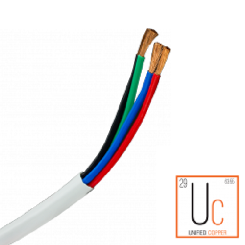 TRUAUDIO Unified Copper 16/4 audio cable, showcasing its 16 AWG, 4 conductor design and durable PVC outer jacket.