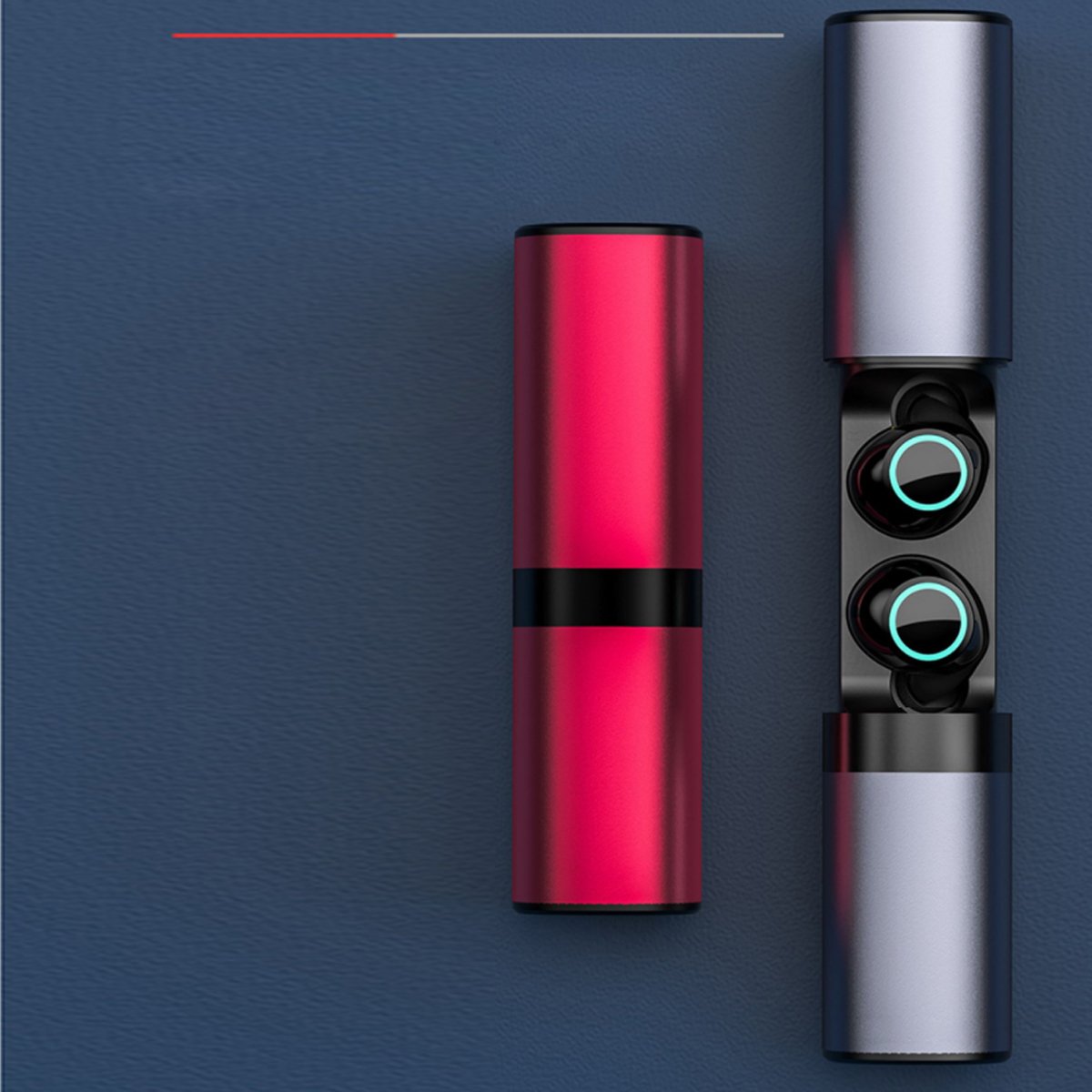 True Twin 2 In 1 Wireless Headphones with Phone Charger featuring a sleek design and golden rim, showcasing its dual functionality.