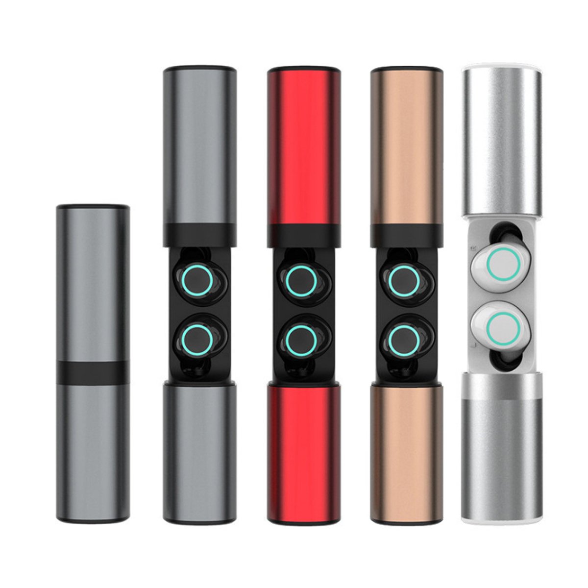 True Twin 2 In 1 Wireless Headphones with Phone Charger featuring a sleek design and golden rim, showcasing its dual functionality.