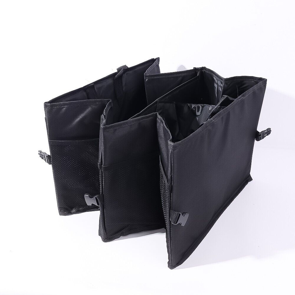Trunk Cargo Organizer Folding Storage Bin for Car, Truck, and SUV, featuring multiple compartments and a durable design.