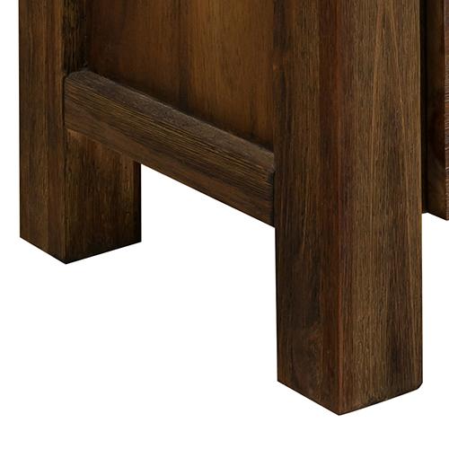 Nowra TV Cabinet featuring solid acacia wooden frame, three storage drawers, and rustic metal accents, ideal for modern living rooms.