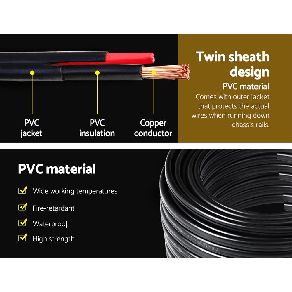 Twin Core Wire Electrical Automotive Cable 4MM with black PVC sheath, 30M length, designed for high performance and safety.