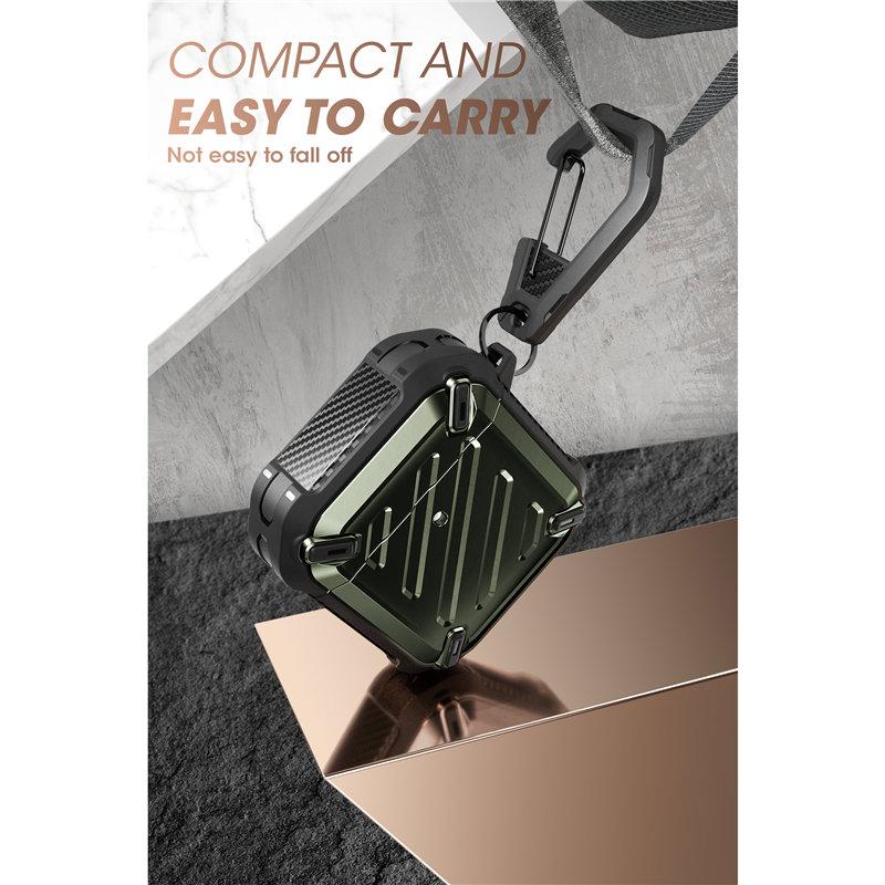 UB Pro Case for AirPods 1 & 2 in various colors, showcasing its rugged design and included carabiner.