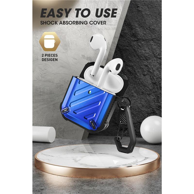 UB Pro Case for AirPods 1 & 2 in various colors, showcasing its rugged design and included carabiner.