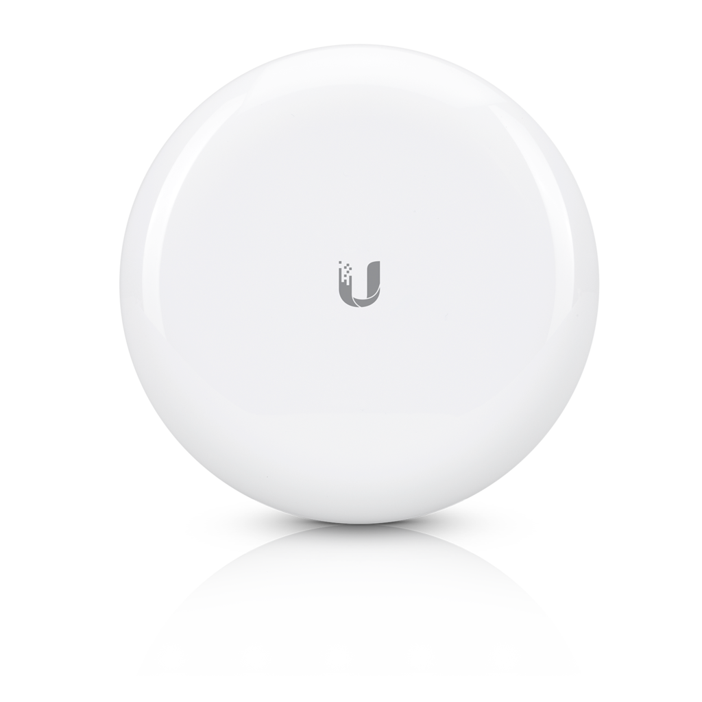 UBIQUITI 60GHz/5GHz AirMax GigaBeam Radio showcasing its sleek design and dual-band antennas for high-speed connectivity.