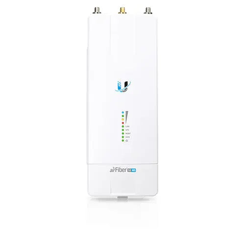 UBIQUITI AirFiber 5XHD long-range 5GHz carrier back-haul radio with dual Ethernet ports and Bluetooth configuration.