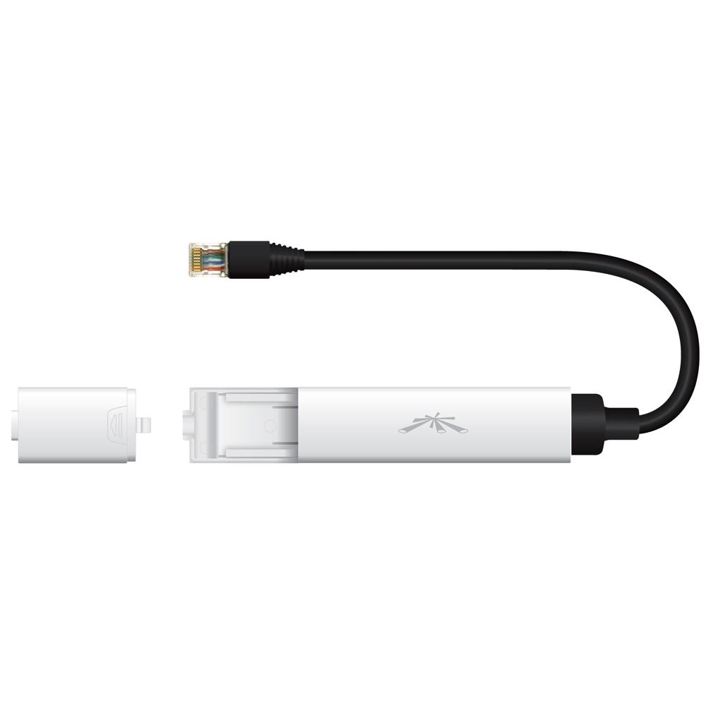 UBIQUITI Instant 802.3af Adapter designed for outdoor use, featuring robust connectors and weather-resistant casing.