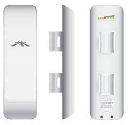 UBIQUITI Nanostation M2 MIMO antenna, compact design with mounting kit for wireless connectivity.