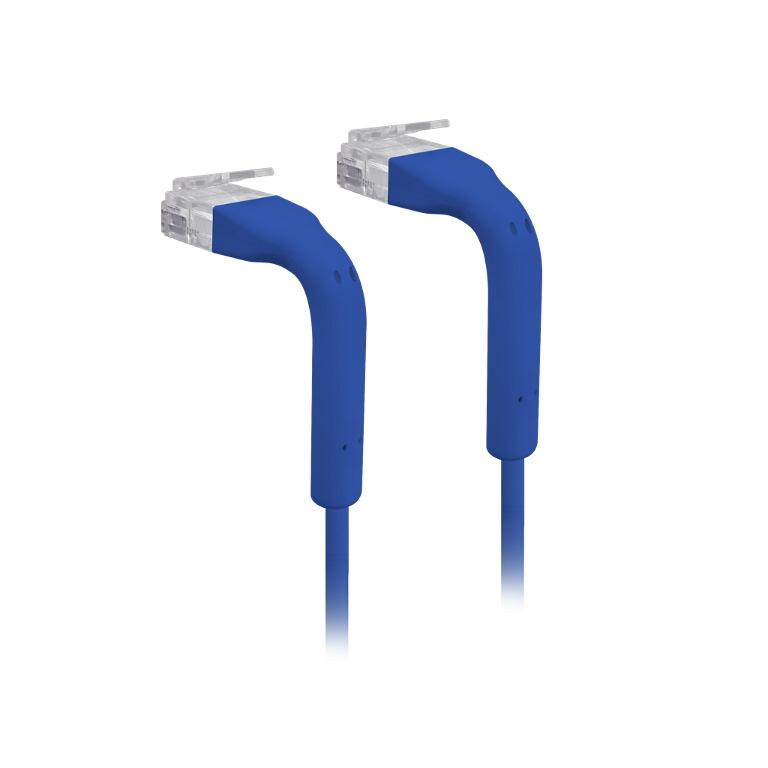 UBIQUITI bendable RJ45 patch cable, ultra-thin 3mm, 0.22m length, blue color, designed for flexibility and high-speed connections.
