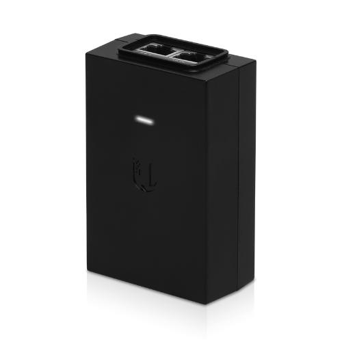Ubiquiti POE Injector with 24VDC output and grounding features, designed for reliable network power supply.