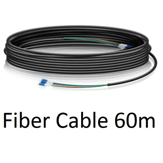 UBIQUITI Single Mode LC-LC Fiber Cable - 60m with outdoor-rated jacket and Kevlar reinforcement.