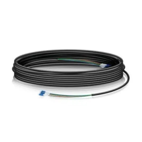 UBIQUITI Single Mode LC-LC Fiber Cable, 90m length, featuring a durable outdoor-rated jacket and Kevlar yarn for strength.