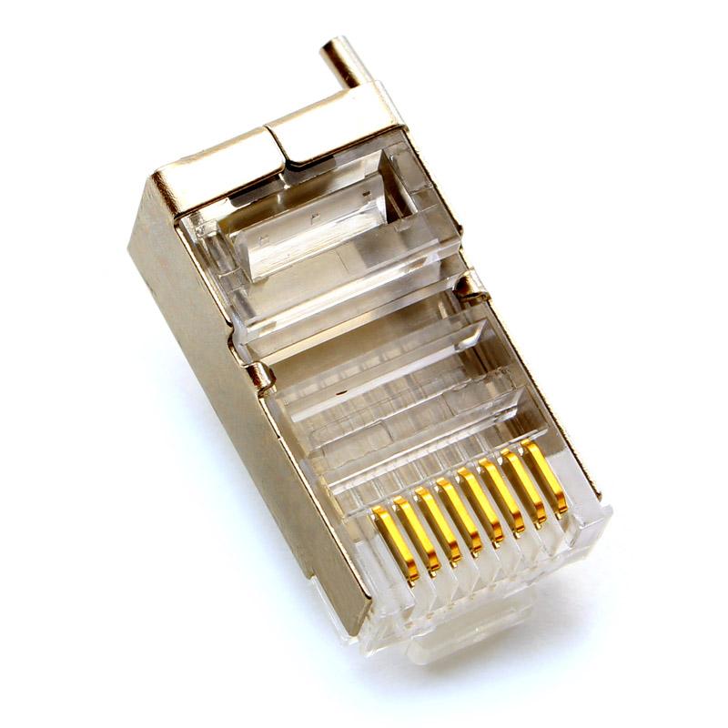 A pack of 100 UBIQUITI Tough Cable RJ45 Connectors, designed for durable and reliable network connections.