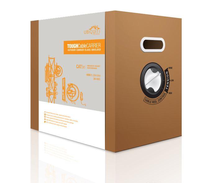 Ubiquiti TOUGH cable TC - Outdoor shielded Ethernet cable in a 305m box, designed for extreme weather conditions.