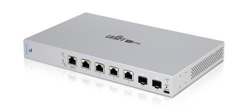 UBIQUITI UniFi US-XG-6POE Layer 3 switch with 4x 10GB Ethernet ports and PoE++ support, designed for high-speed networking.