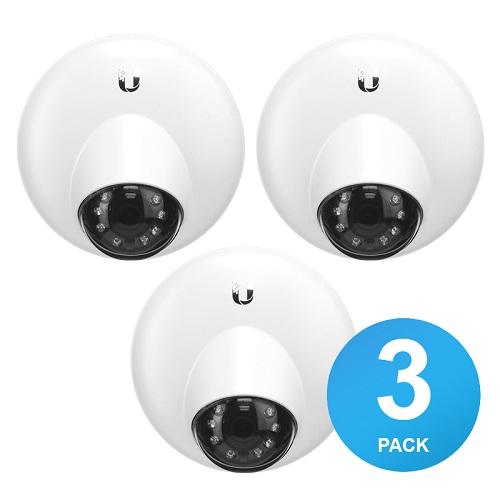 UBIQUITI UniFi Video Cam Dome G3 IR 1080P Full HD Video 3 Pack showcasing sleek design and wide-angle lens for enhanced surveillance.