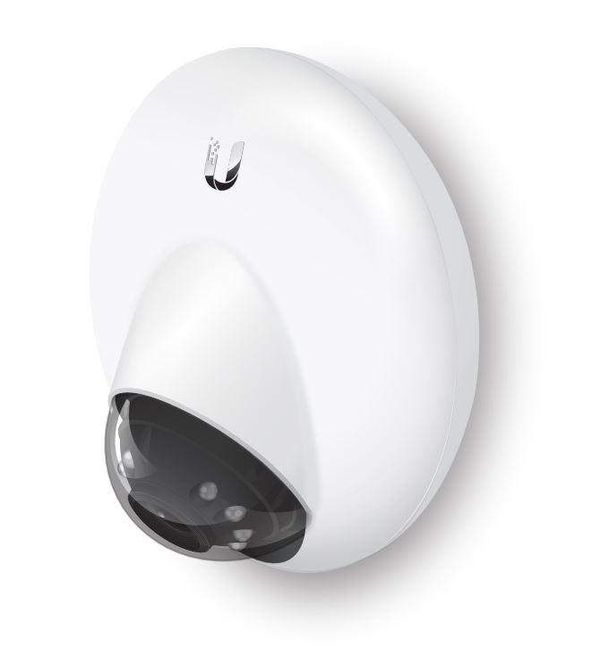 Ubiquiti UniFi Video Camera Dome UVC-G3-Dome with wide-angle lens and infrared capabilities, mounted on a wall.