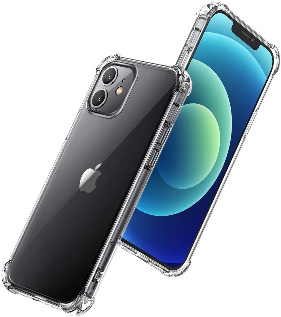 Clear UGREEN 20441 Protective Case for iPhone 12, showcasing its slim design and shock absorption features.