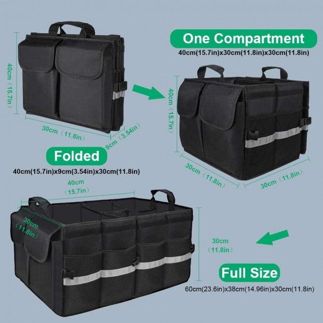 UGREEN 80710 Multifunctional Car Trunk Organizer in black, featuring multiple compartments and a durable design for effective car storage.