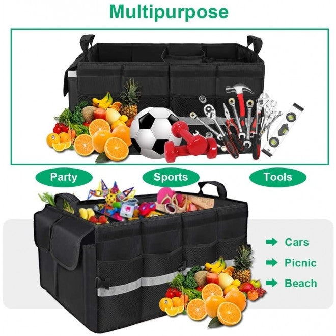UGREEN 80710 Multifunctional Car Trunk Organizer in black, featuring multiple compartments and a durable design for effective car storage.
