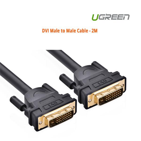 UGREEN DVI Male to Male Cable 2M with gold-plated connectors for high-speed data transmission.