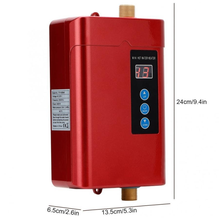 UK Plug 3000W Electric Water Heater with remote control, showcasing its sleek design and temperature display.