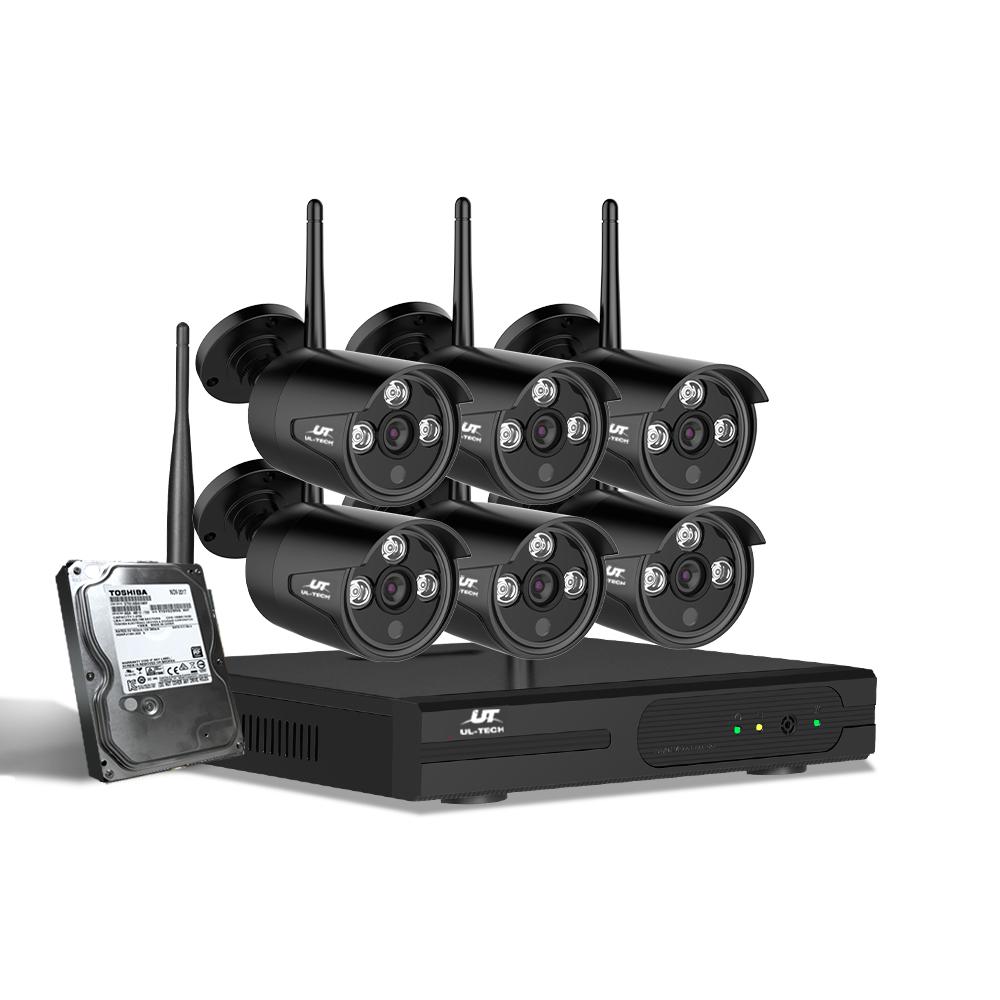 UL-tech CCTV Wireless Security Camera System with 8 channels and 6 cameras, showcasing high-definition video quality and advanced motion detection features.