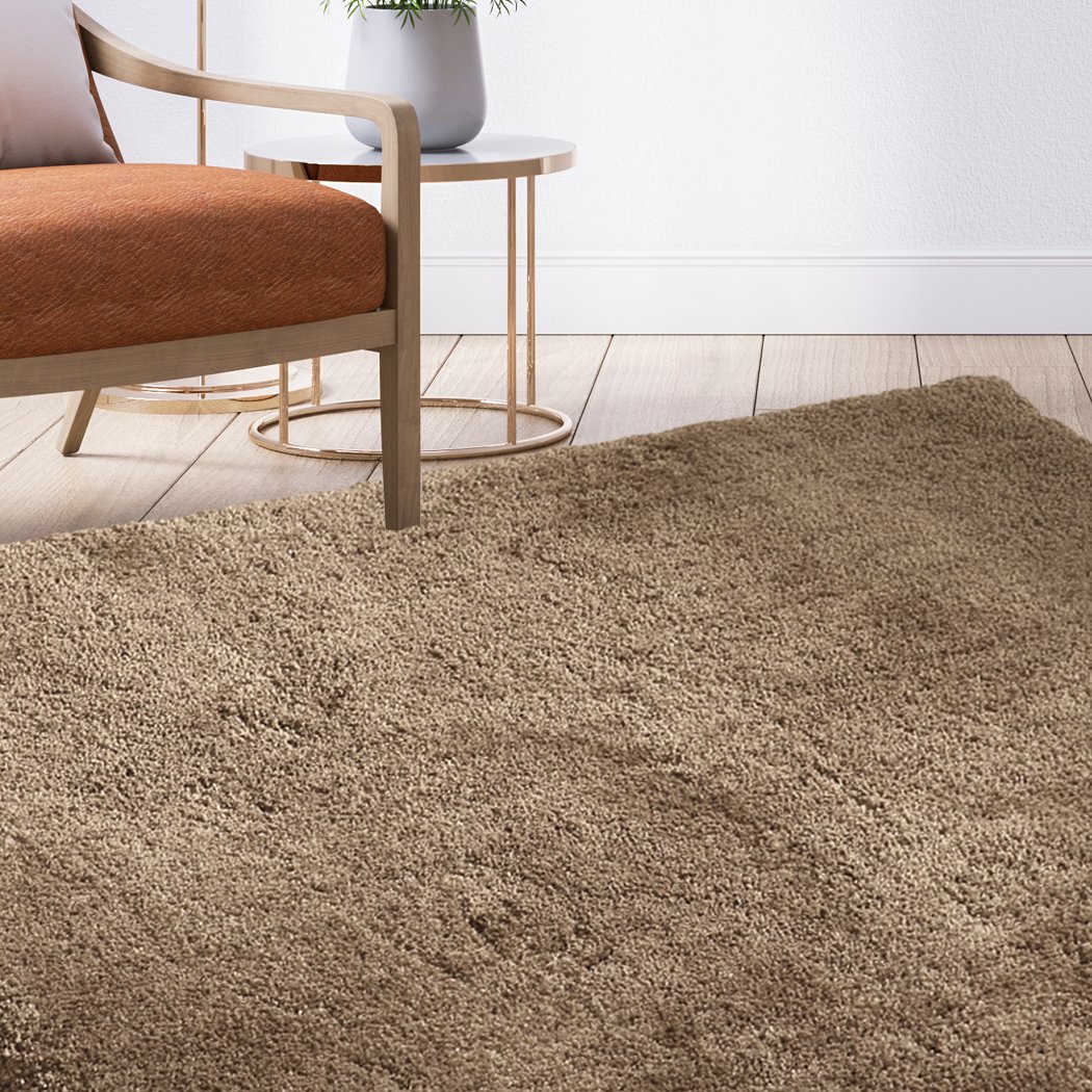 Ultra Soft Anti Slip Rectangle Plush Shaggy Floor Rug in a cozy living room setting, showcasing its thick pile and non-slip backing.