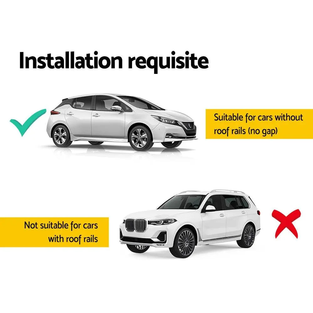 Universal Car Roof Rack with adjustable 1450mm cross bars, made of silver aircraft-grade aluminium, designed for bare-roof vehicles.