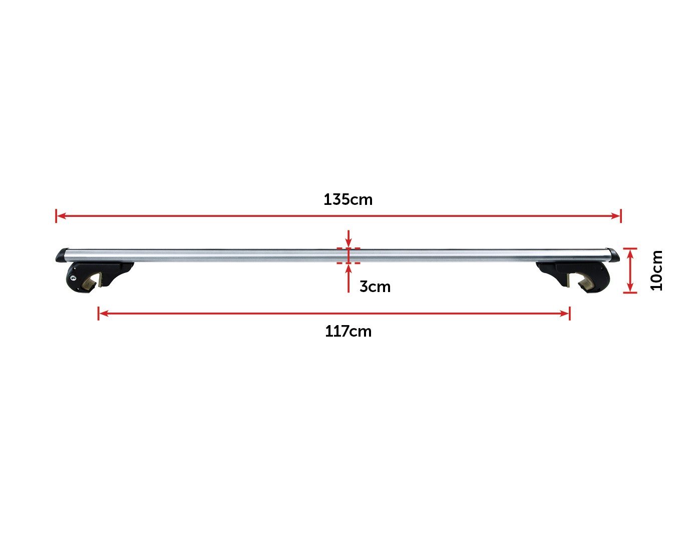 Universal Car Top Roof Rail Rack Cross Bar made of aluminium, featuring a lockable design and adjustable width, suitable for various vehicles.