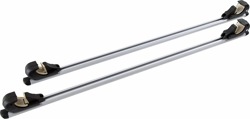 Universal Car Top Roof Rail Rack Cross Bar made of aluminium, featuring a lockable design and adjustable width, suitable for various vehicles.