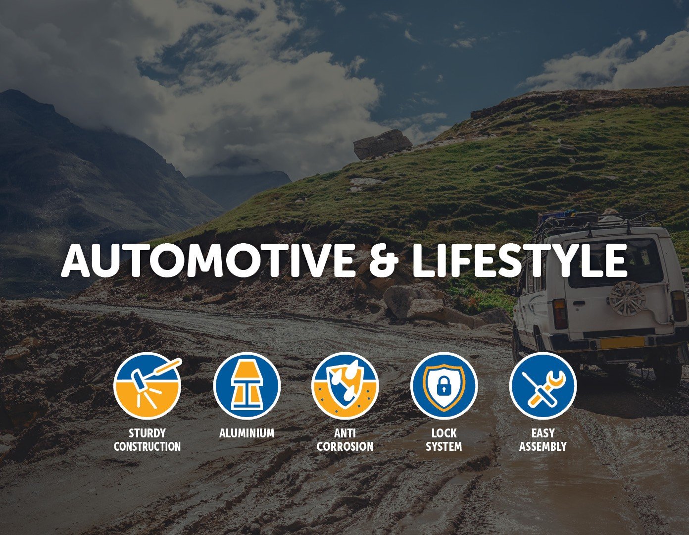 Universal Car Top Roof Rail Rack Cross Bar made of aluminium, featuring a lockable design and adjustable width, suitable for various vehicles.